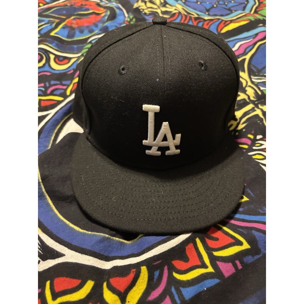 MLB Los Angeles Dodgers baseball Hat size New Era 7 3/8 Flex Fit Black